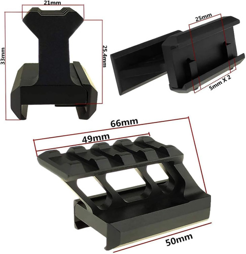 Крепление под оптику Riser Mount for T1 / T2 (Black) AS-EX0121 фото 7