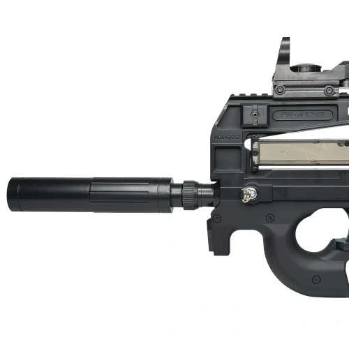 Модель пистолета-пулемета для гидробола SBL P 90, глушитель, прицел, черный, 6+ фото 3