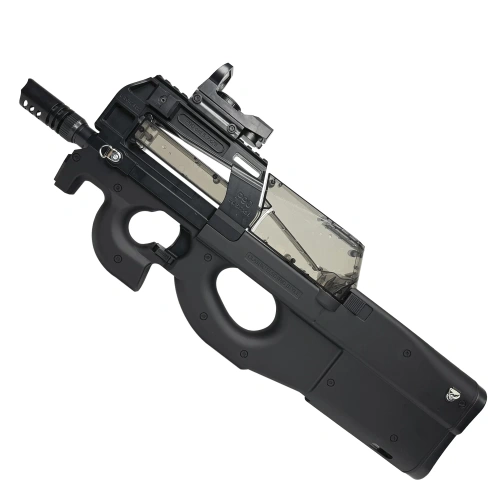 Модель пистолета-пулемета для гидробола SBL P 90, глушитель, прицел, черный, 6+ фото 7